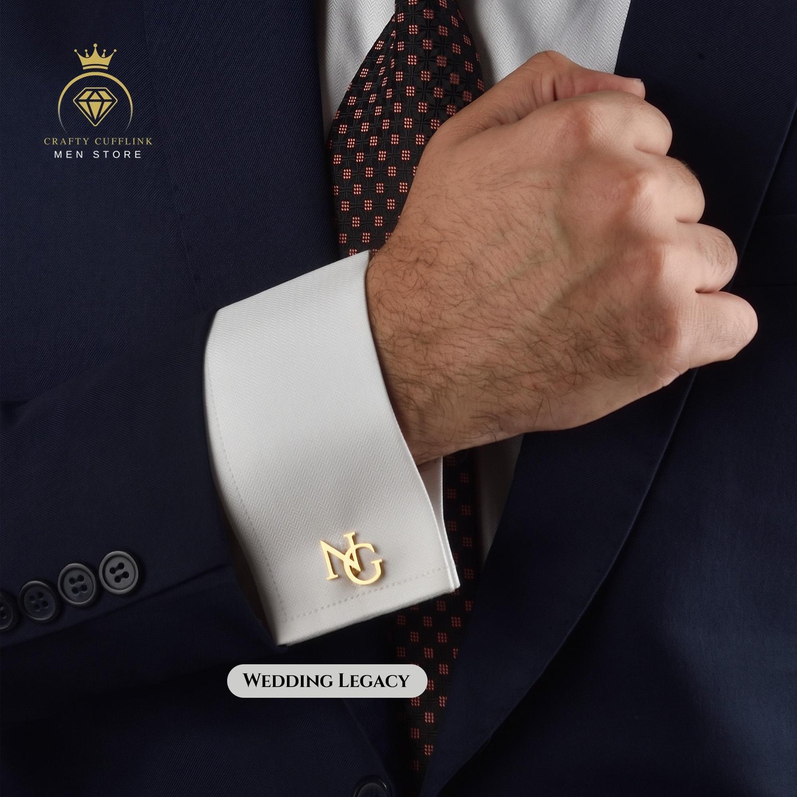 Custom Cufflinks for Groomsmen Gifts and Wedding Gift for Him, Best Man Gift, Anniversary Gift for Husband in a Groom Gift Box, Gold Plated