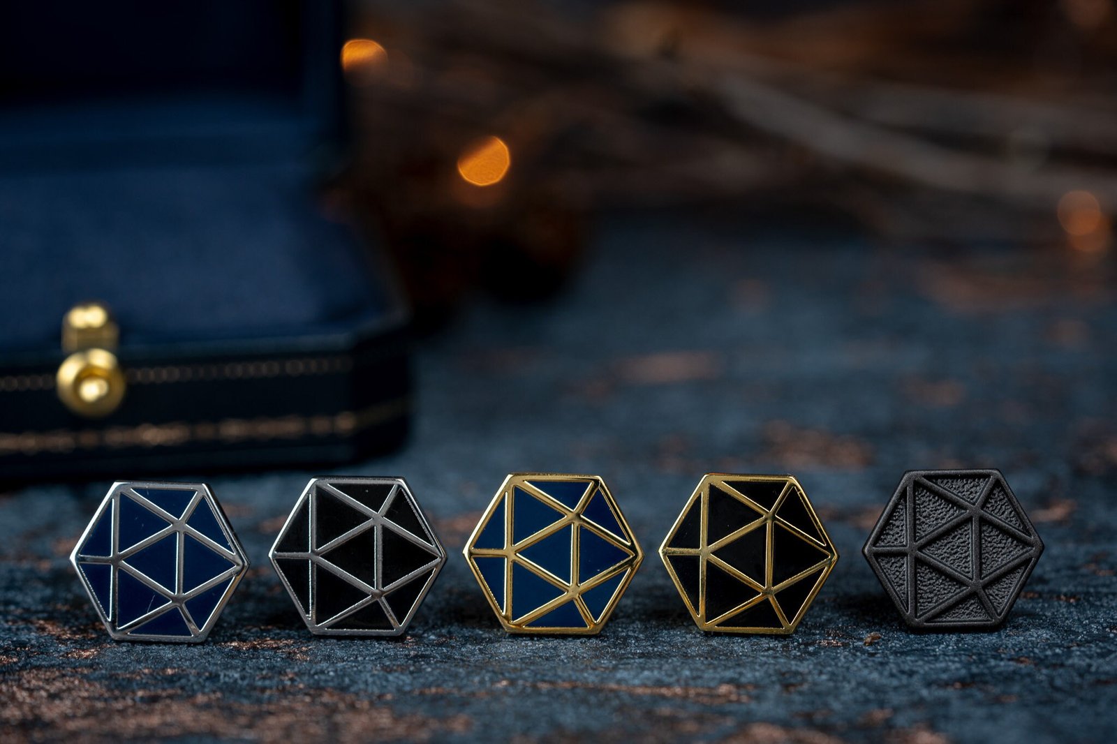 D20 Dice Cufflinks: Silver or Gold - Range of Enamel Colors - DnD Geeky Formalwear