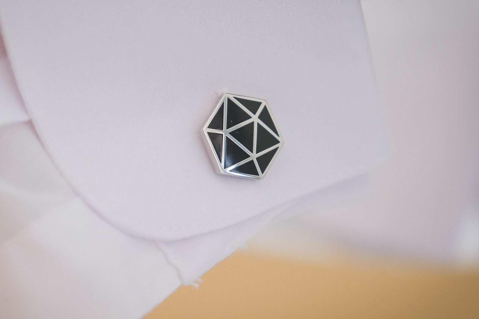 D20 Dice Cufflinks: Silver or Gold - Range of Enamel Colors - DnD Geeky Formalwear