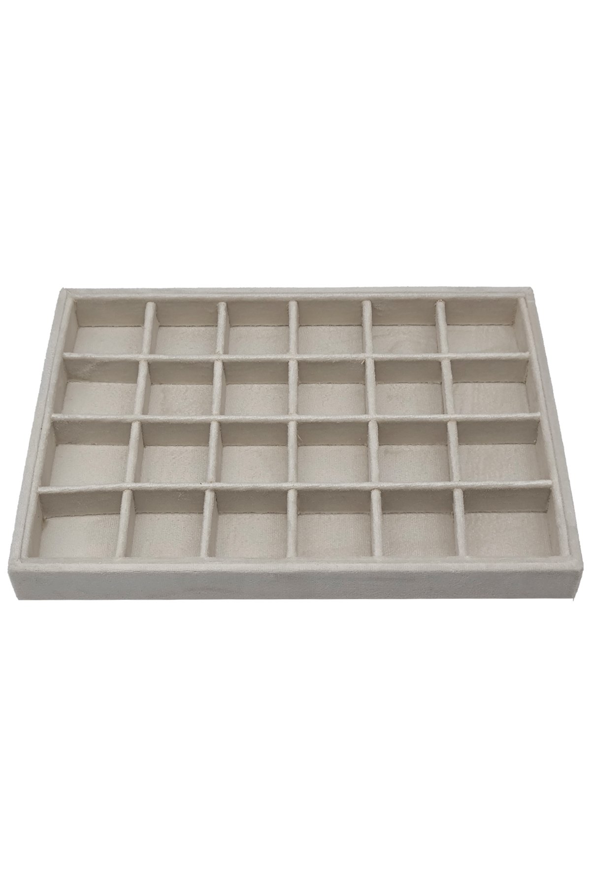 Homebiente Krem 24’lü Yüzük Takı Kutusu – Kadife Flok Kumaş | 24x34 cm